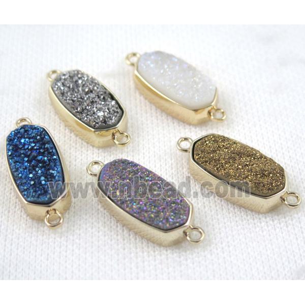 druzy quartz connector, gold plated