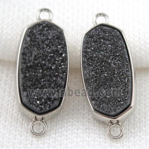 druzy quartz connector, platinum plated