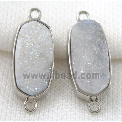 druzy quartz connector, platinum plated