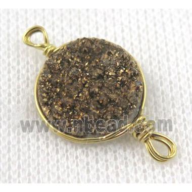 druzy quartz connector, gold plated