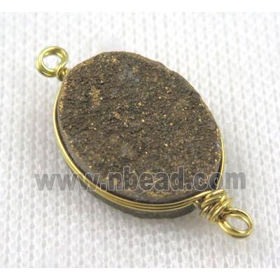 druzy quartz connector, gold plated