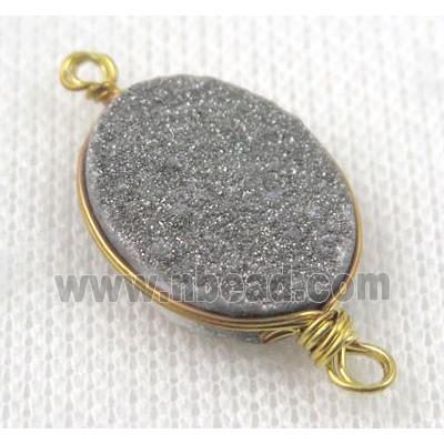 druzy quartz connector, gold plated