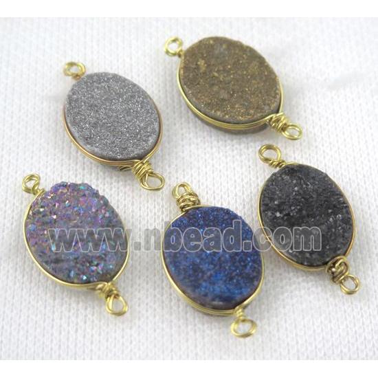 druzy quartz connector, gold plated