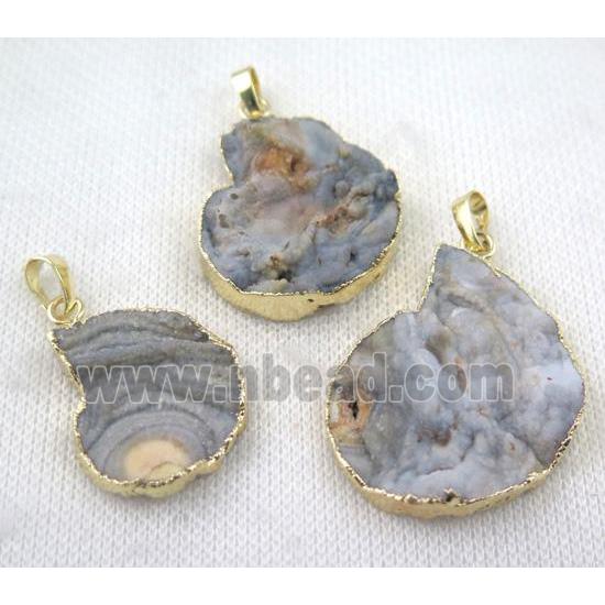 druzy sunagate pendant, gold plated