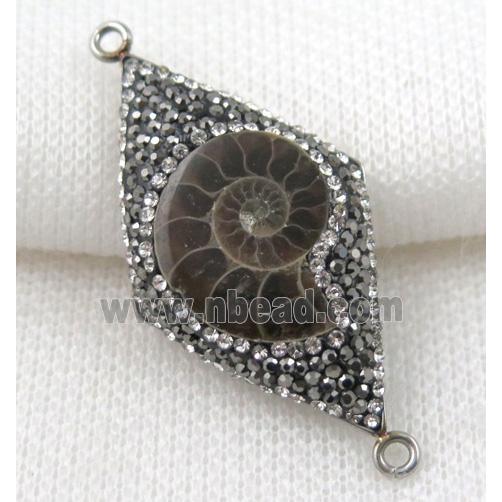 Ammonite Fossil connector paved rhinestone, rhombic