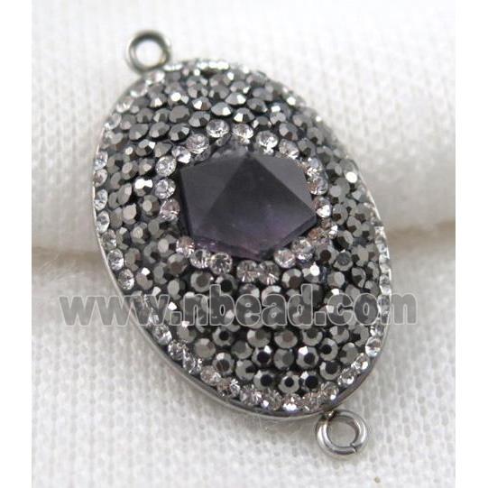 amethyst connector paved rhinestone, point, oval