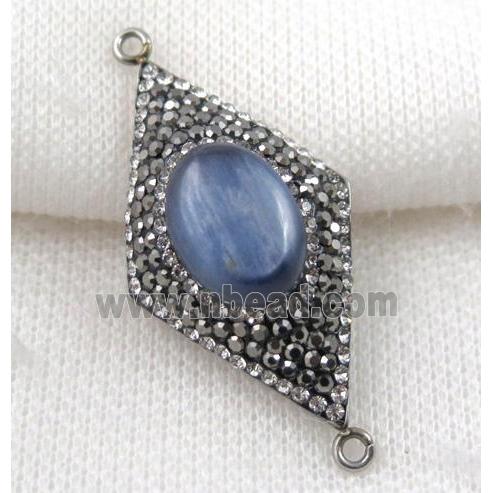 Kyanite connector paved rhinestone, rhombic