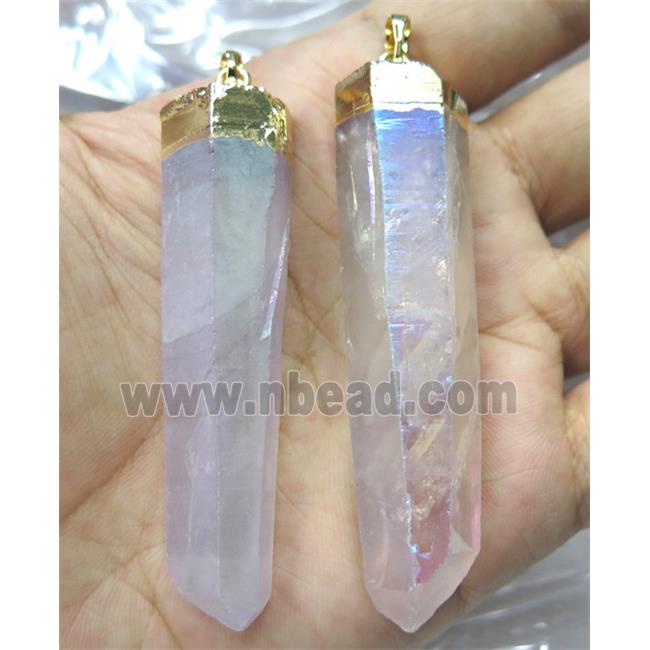 clear quartz stick pendant, AB color