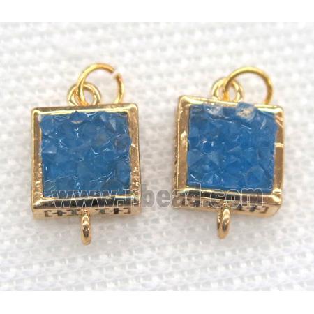 gemstone connector, square, gold plated