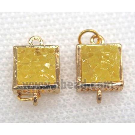 gemstone connector, square, gold plated