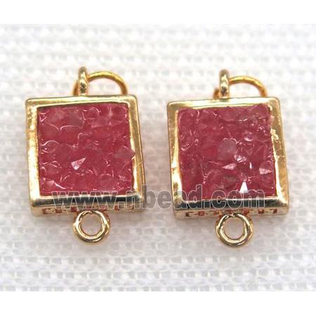 gemstone connector, square, gold plated