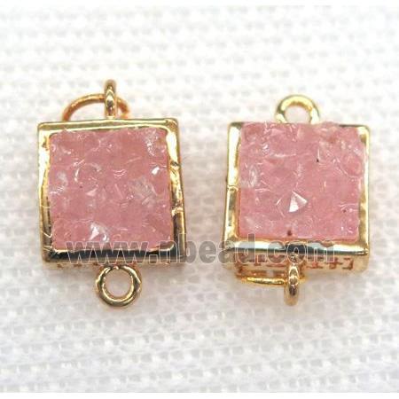 gemstone connector, square, gold plated