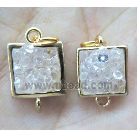 gemstone connector, square, gold plated