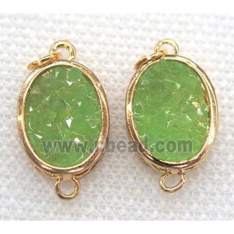 gemstone connector, oval, gold plated