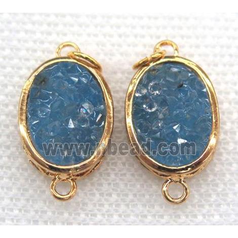 gemstone connector, oval, gold plated