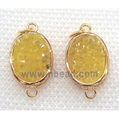 gemstone connector, oval, gold plated