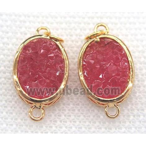 gemstone connector, oval, gold plated