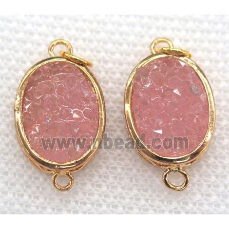 gemstone connector, oval, gold plated