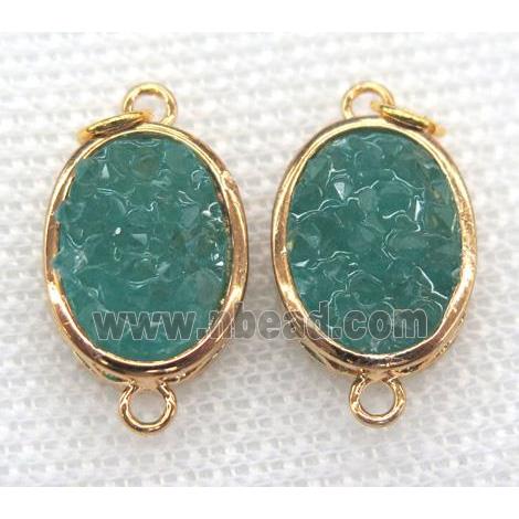 gemstone connector, oval, gold plated