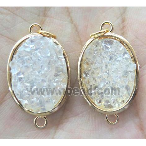 gemstone connector, oval, gold plated