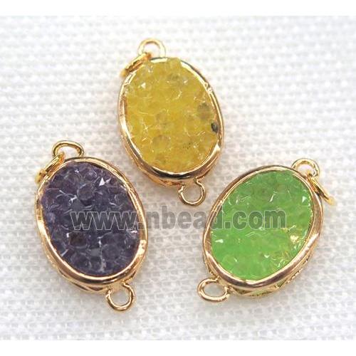 gemstone connector, oval, gold plated