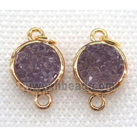 gemstone connector, round, gold plated