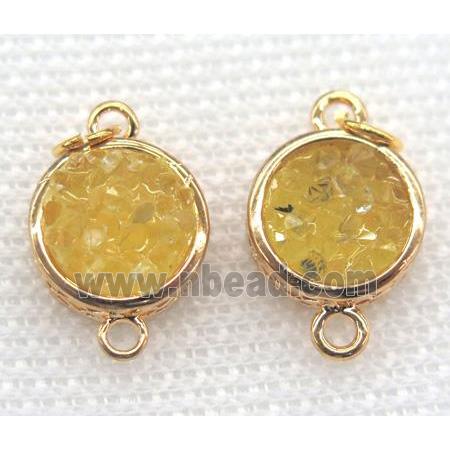 gemstone connector, round, gold plated