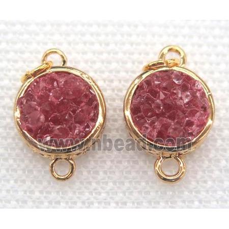 gemstone connector, round, gold plated