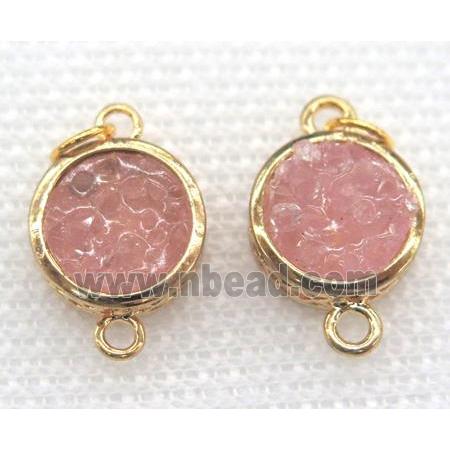 gemstone connector, round, gold plated