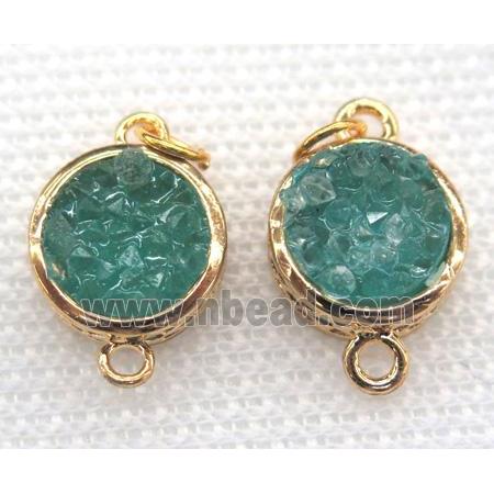 gemstone connector, round, gold plated