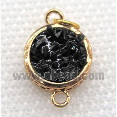 gemstone connector, round, gold plated