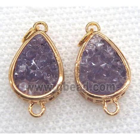 gemstone connector, teardrop, gold plated