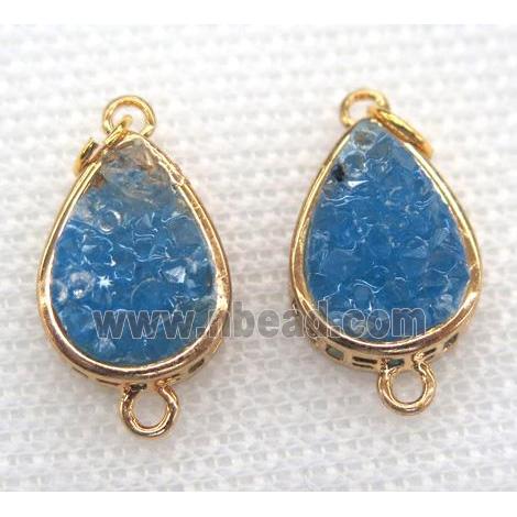 gemstone connector, teardrop, gold plated