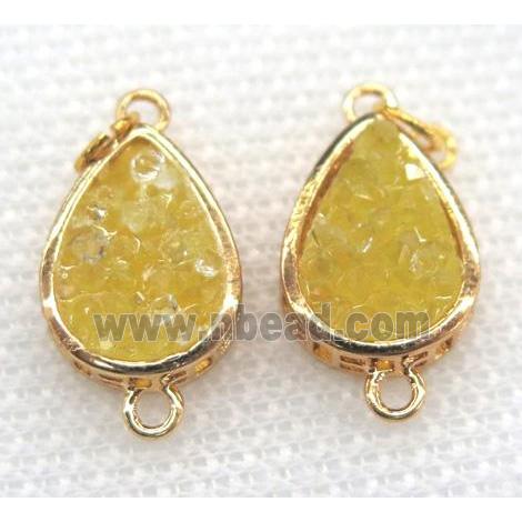 gemstone connector, teardrop, gold plated