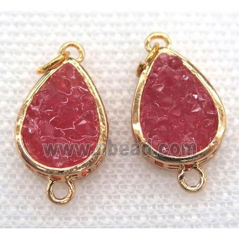 gemstone connector, teardrop, gold plated