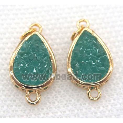 gemstone connector, teardrop, gold plated