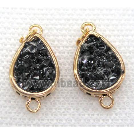 gemstone connector, teardrop, gold plated