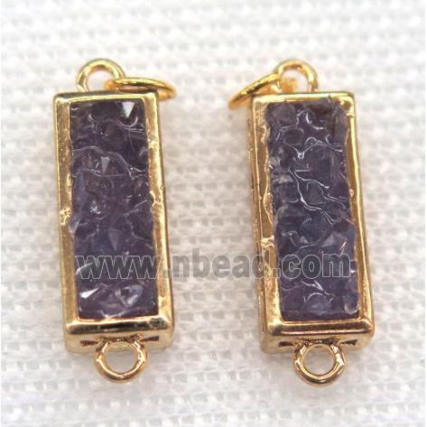 gemstone connector, rectangle, gold plated