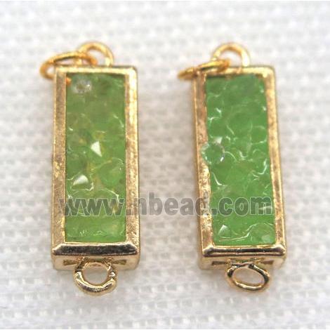 gemstone connector, rectangle, gold plated