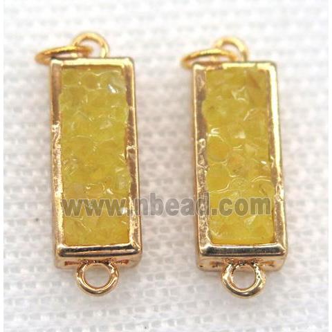 gemstone connector, rectangle, gold plated