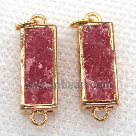 gemstone connector, rectangle, gold plated