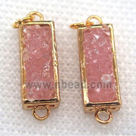 gemstone connector, rectangle, gold plated