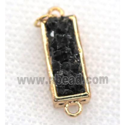 gemstone connector, rectangle, gold plated