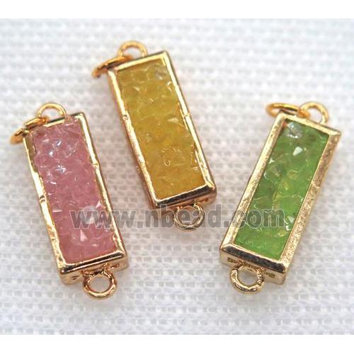 gemstone connector, rectangle, gold plated