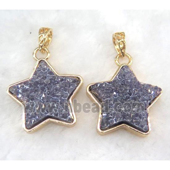 gemstone pendant, star, gold plated