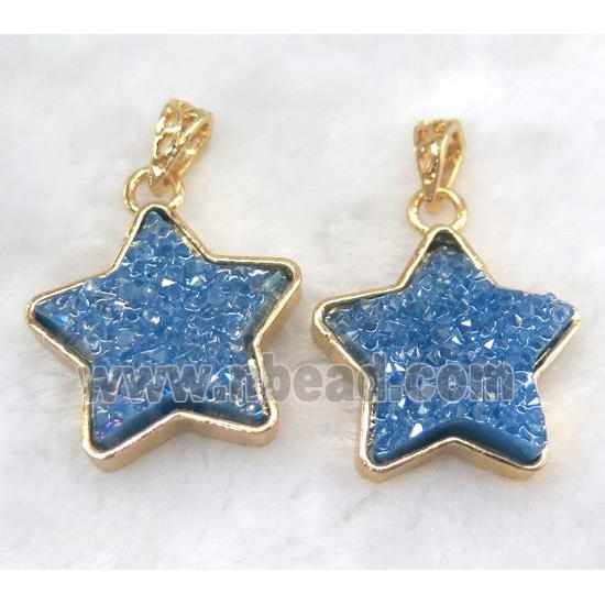 gemstone pendant, star, gold plated