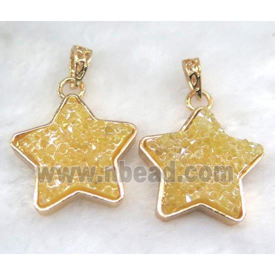 gemstone pendant, star, gold plated