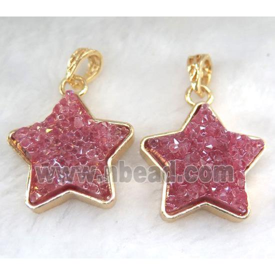 gemstone pendant, star, gold plated