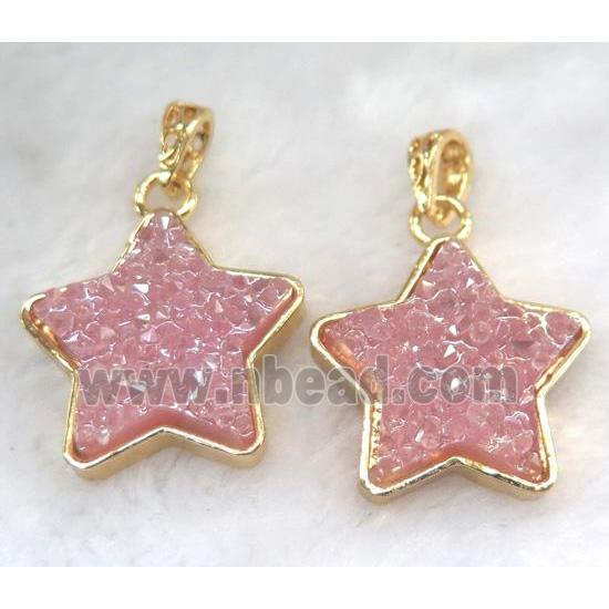 gemstone pendant, star, gold plated