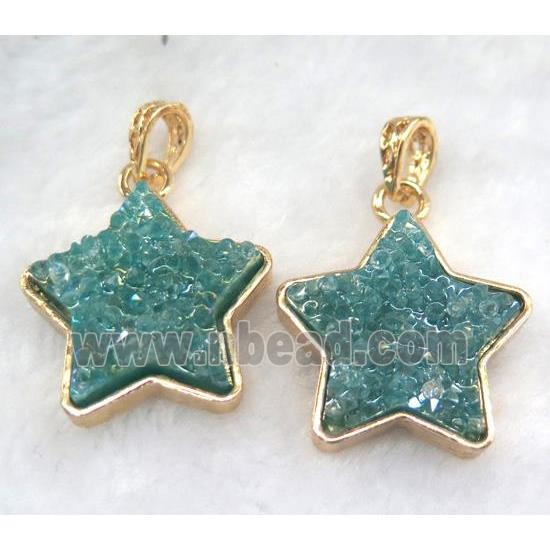 gemstone pendant, star, gold plated